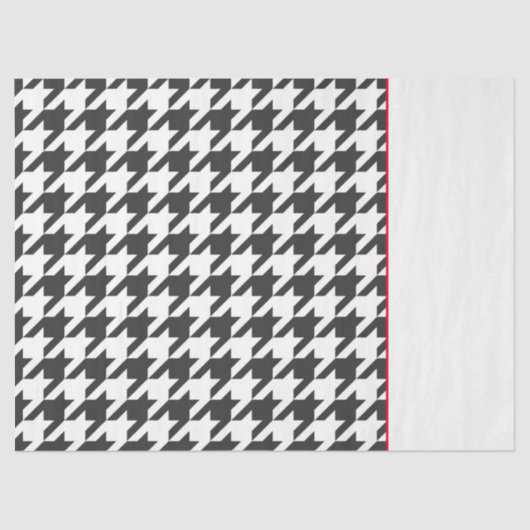 Papier Mousseline Classic Houndstooth noir blanc rouge intemporel (Recto)