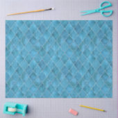 Papier Mousseline Classic Ocean Blue Velvet Jacquard Motif Luxe (Artisanat)