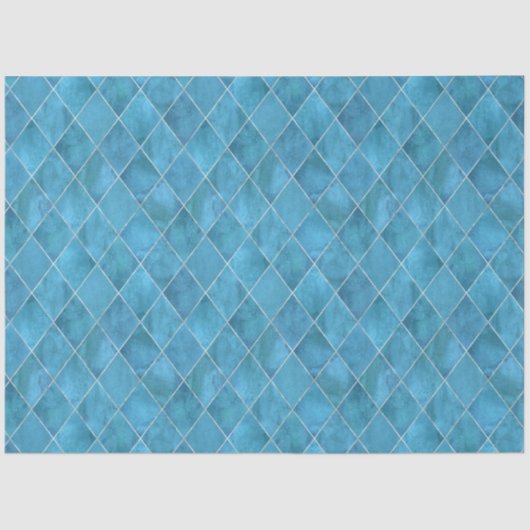 Papier Mousseline Classic Ocean Blue Velvet Jacquard Motif Luxe (Recto)