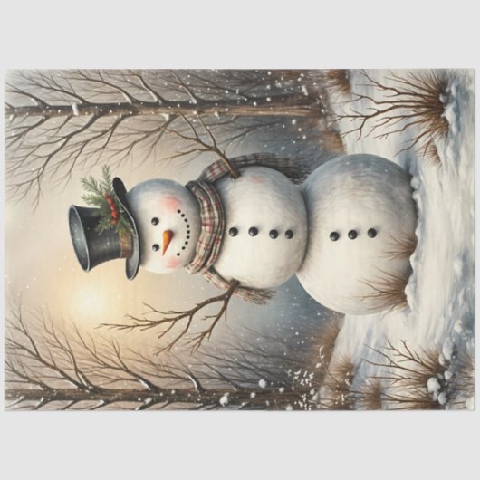 Papier Mousseline Classic Snowman in Winter | Vintage Christmas (Recto)