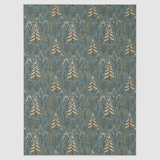 Papier Mousseline Classic Snowy Winter Forest Trees Art Motif (Recto)