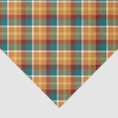 Papier Mousseline Classic Teal Blue Green Orange Tartan Pattern (Détail)