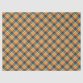 Papier Mousseline Classic Teal Blue Green Orange Tartan Pattern (Recto)