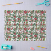 Papier Mousseline Classic Vintage Christmas Plaid & Holly Pattern (Artisanat)