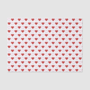 Papier Mousseline Classique Cute Hearts Rouge Rose Blanc Motif