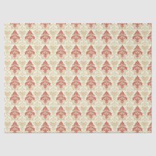 Papier Mousseline Classique Vintage Damassé Rouge Vert Beige