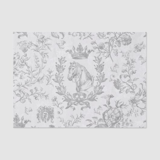 Papier Mousseline Classy Elegant Français Bleu Equestre Toile Floral (Recto)