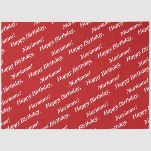 Papier Mousseline Classy Happy Birthday Name Red Tissue Paper (Recto)