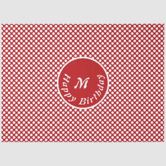 Papier Mousseline Classy Joyeux Anniversaire Rouge Polka Dot Tissu P (Recto)