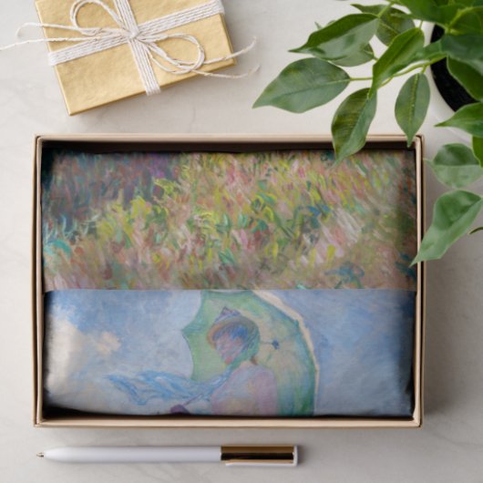 Papier Mousseline Claude Monet - Femme avec Parasol face à gauche (Cadeau)