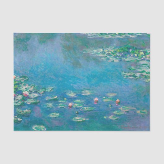 Papier Mousseline Claude Monet Turquoise Decoupage Water Lilly (Recto)