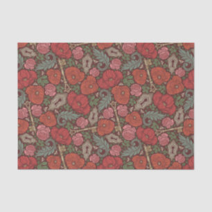 Papier Mousseline Clé ancienne Steampunk victorienne avec coquelicot