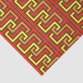 Papier Mousseline Clé grecque d'automne Rouge Jaune Orange (Détail)