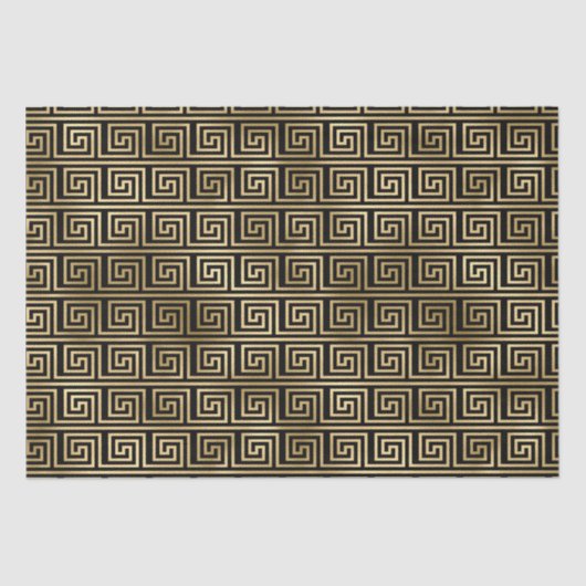 Papier Mousseline Clé grecque noire et or Motif (Recto)