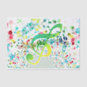 Papier Mousseline Clef Vert Et Notes Musicales (Recto)
