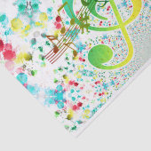 Papier Mousseline Clef Vert Et Notes Musicales (Détail)