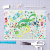 Papier Mousseline Clef Vert Et Notes Musicales (Artisanat)