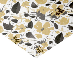 Papier Mousseline Clematis Aquarelle Jaune Peinte Gray Floral