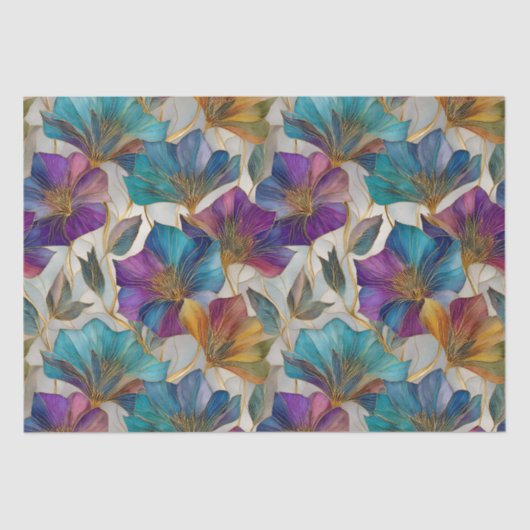 Papier Mousseline Clematis violet Art Nouveau (Recto)