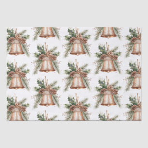 Papier Mousseline Cloches de Noël blanches en bronze or