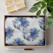 Papier Mousseline Cloches de Noël en argent avec Bow bleu (Cadeau)