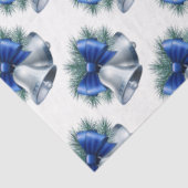 Papier Mousseline Cloches de Noël en argent avec Bow bleu (Détail)