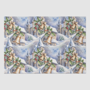 Papier Mousseline Cloches d'or du jour de Noël