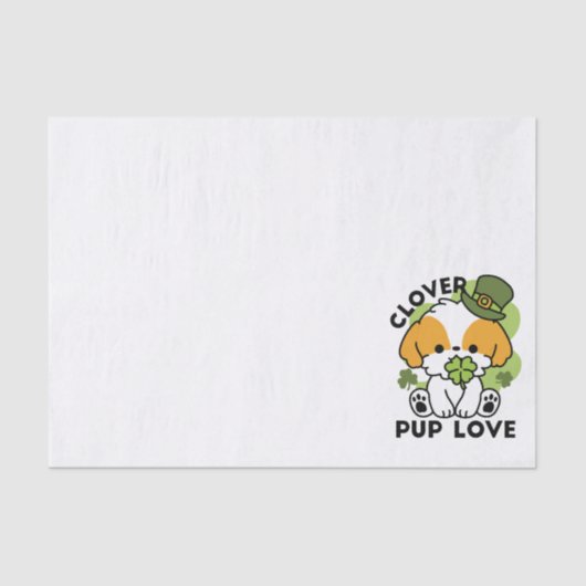 Papier Mousseline Clover Pup Love - St. Patrick's Day Chien Design (Recto)