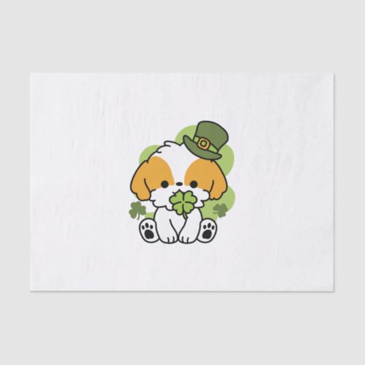 Papier Mousseline Clover Pup Love - St. Patrick's Day Chien Design (Recto)