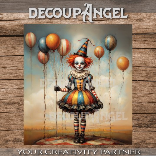 Papier Mousseline Clown bébé avec ballons - Découpage -