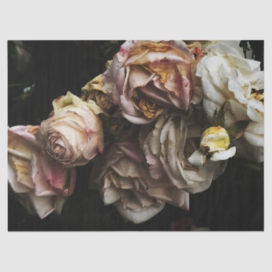 Papier Mousseline Cluster de roses blanches (Recto)