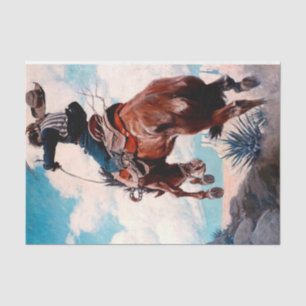 Papier Mousseline CN Wyeth Western Peinture "Bucking"