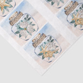 Papier Mousseline Coastal Floral Seashells in a Jar Decoupage  (Détail)