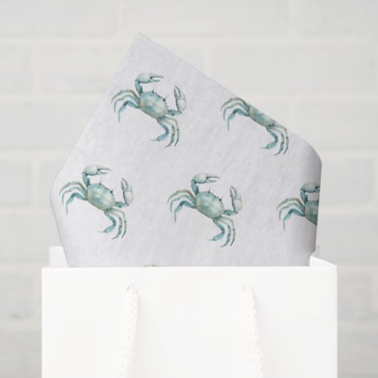 Papier Mousseline Coastal Watercolor Crab (Sac cadeau)