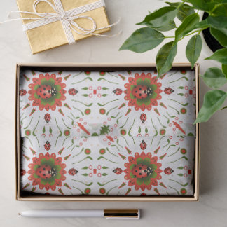 Papier Mousseline Coccinelle de Noël Rouge Blanc Vert
