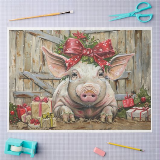 Papier Mousseline Cochon de Noël agricole (Artisanat)
