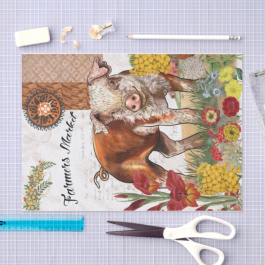 Papier Mousseline Cochon du marché agricole (Artisanat)