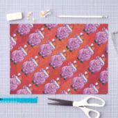 Papier Mousseline Cochon mignon à Santa Hat sur rouge (Artisanat)