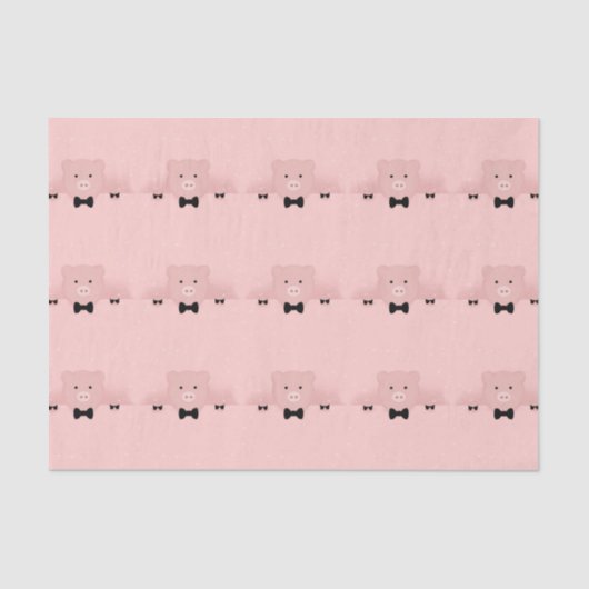 Papier Mousseline Cochon rose lunatique en Motif de Cravate de cabot (Recto)