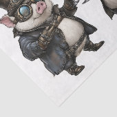 Papier Mousseline Cochons Jolly Steampunk + Vin Rouge AH8 Découpage (Détail)
