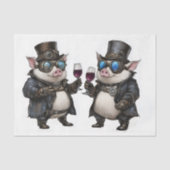 Papier Mousseline Cochons Jolly Steampunk + Vin Rouge AH8 Découpage (Recto)