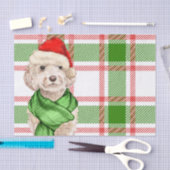 Papier Mousseline Cockapo rouge et vert plaid chien de Noël (Artisanat)