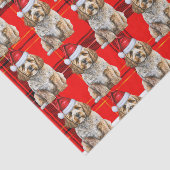 Papier Mousseline Cockapoo Père Noël Dog sur Red Plaid Noël (Détail)