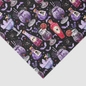 Papier Mousseline Cocktails et potions d'Halloween violet rouge (Détail)