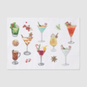 Papier Mousseline Cocktails Festive Aquarelle Martini de Noël (Recto)