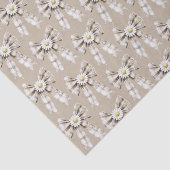 Papier Mousseline Cocoa Cream White Bow Daisy Flowers Birthday (Détail)