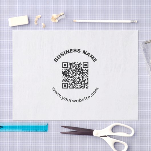 Papier Mousseline Code QR avec nom d'entreprise Texte circulaire gra (Artisanat)