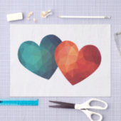 Papier Mousseline Coeur bleu et rouge ensemble (Artisanat)