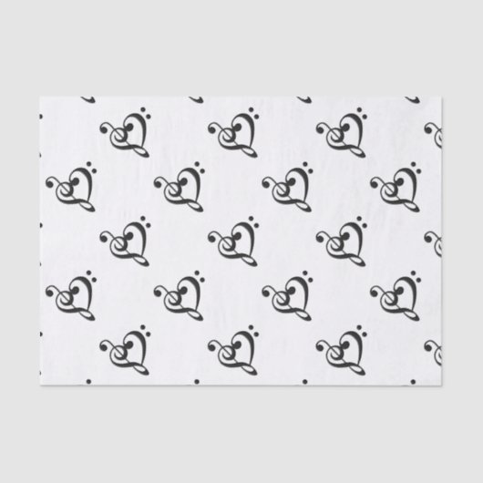 Papier Mousseline Coeur Clé de musique (Recto)