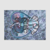 Papier Mousseline Coeur d'amour turquoise et violet danseuse du vent (Recto)